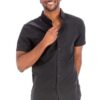 Men’s Short-Sleeve Solid Button Shirt with Chest Pocket