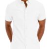 Men’s Short-Sleeve Solid Button Shirt with Chest Pocket