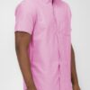 Men’s Short-Sleeve Solid Button Shirt with Chest Pocket