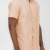 Men’s Short-Sleeve Solid Button Shirt with Chest Pocket