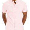 Men’s Short-Sleeve Solid Button Shirt with Chest Pocket