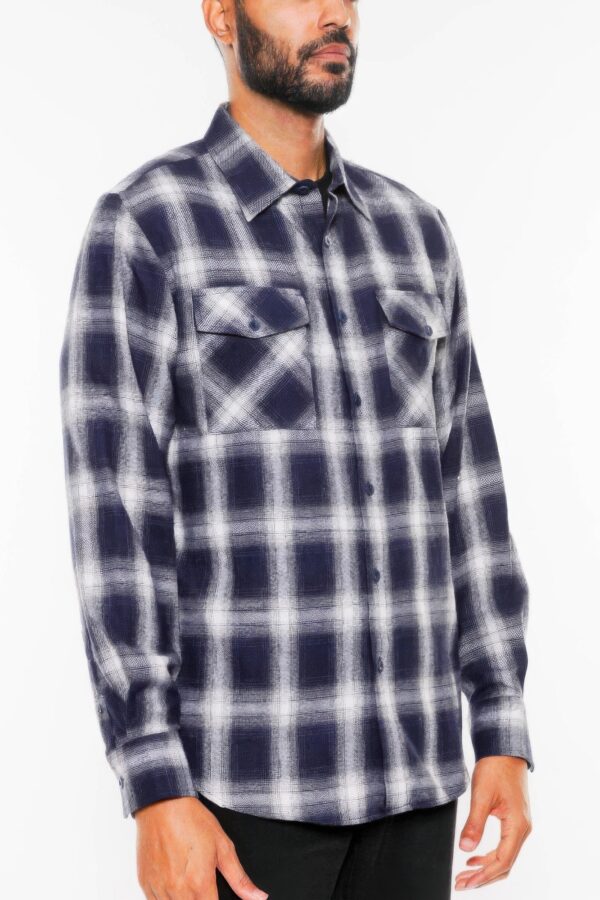 Plaid Flannel Long-Sleeve Shirt with Chest Pockets