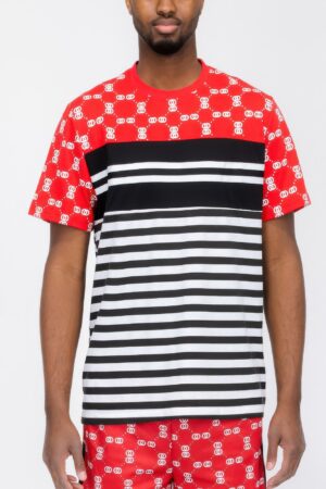 Chain Link Print Short-Sleeve T-Shirt – Chest Tape Detail