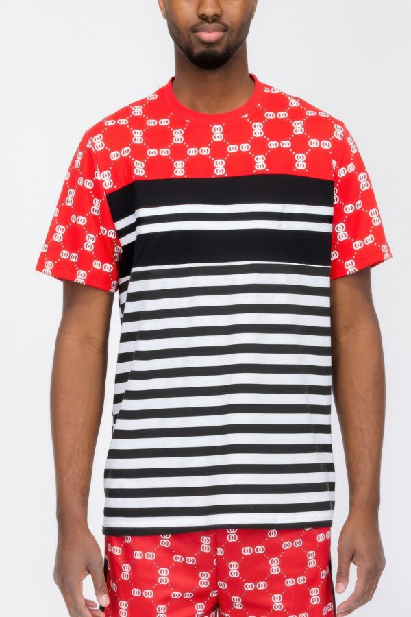 Chain Link Print Short-Sleeve T-Shirt – Chest Tape Detail