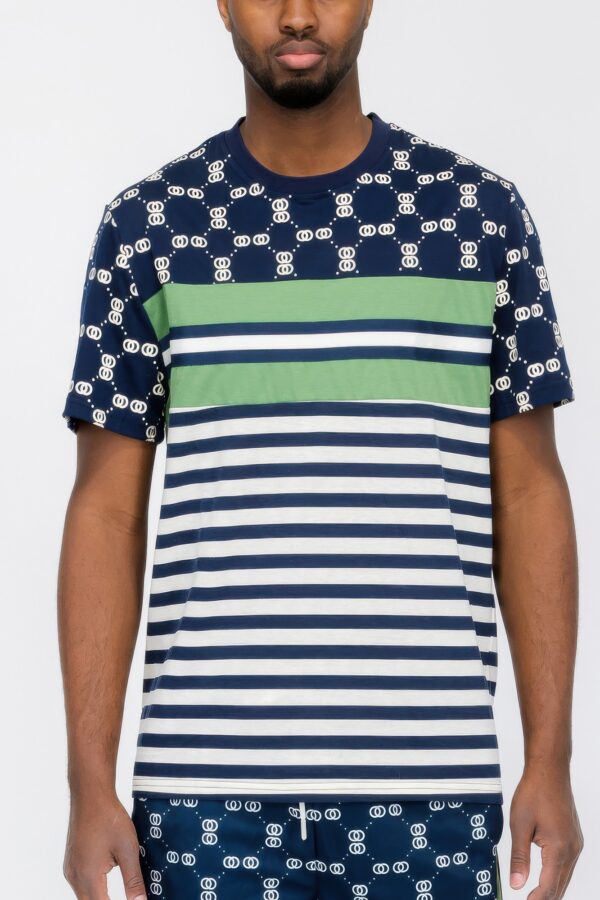 Chain Link Print Short-Sleeve T-Shirt – Chest Tape Detail