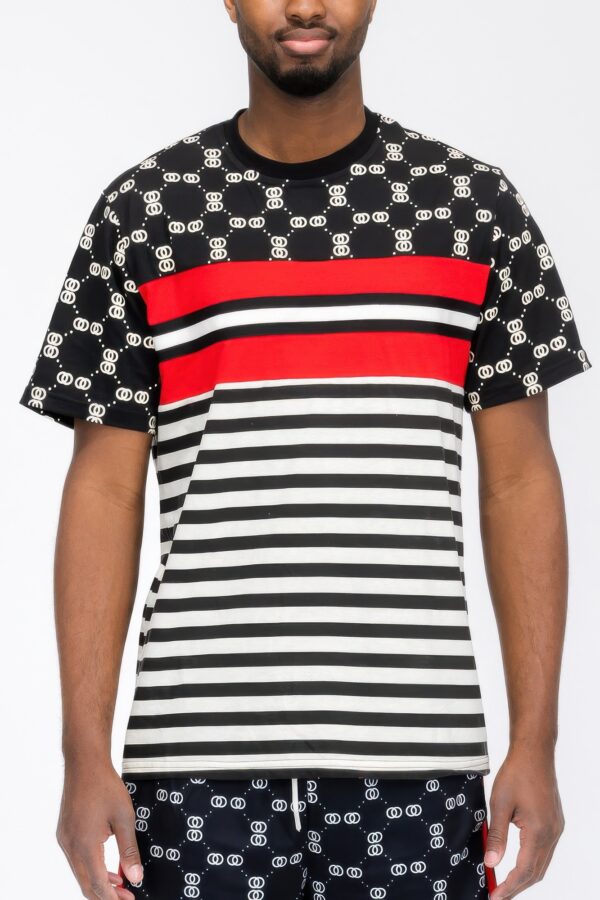 Chain Link Print Short-Sleeve T-Shirt – Chest Tape Detail