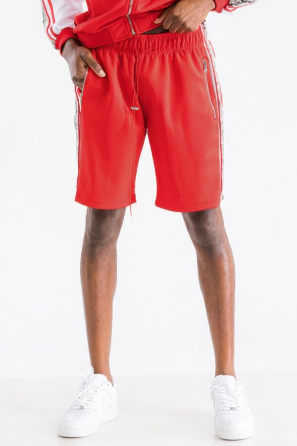 Snake Print Track Shorts with Zipper Pockets
