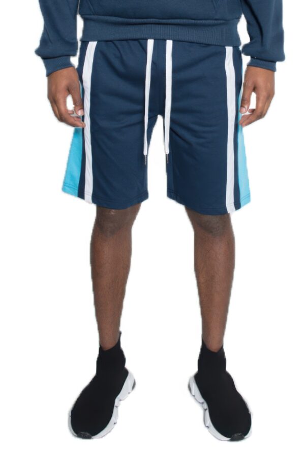 Men’s Color Block Stripe Sweat Shorts – Elastic Waist