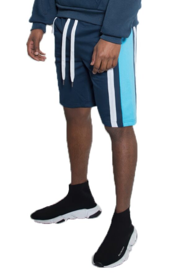 Men’s Color Block Stripe Sweat Shorts – Elastic Waist