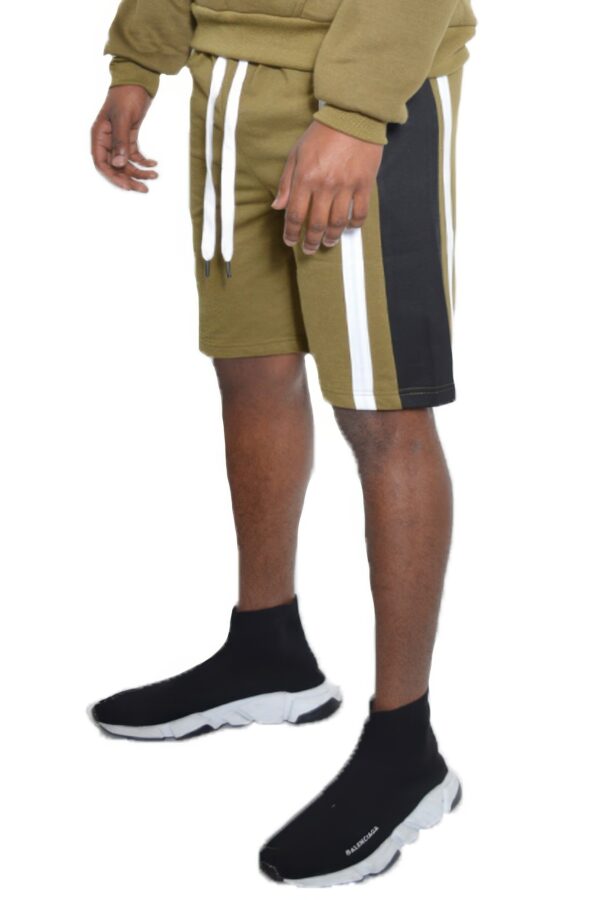 Men’s Color Block Stripe Sweat Shorts – Elastic Waist