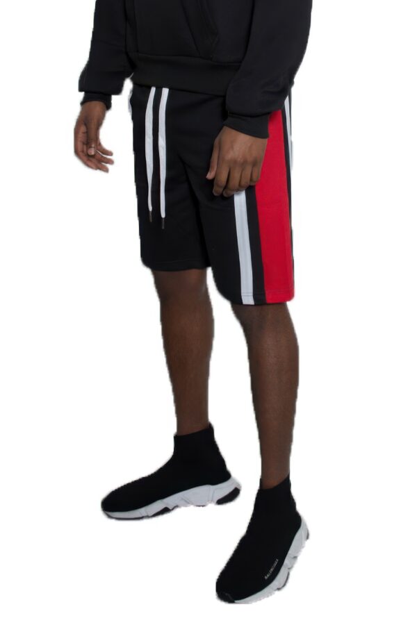 Men’s Color Block Stripe Sweat Shorts – Elastic Waist