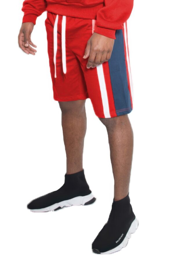 Men’s Color Block Stripe Sweat Shorts – Elastic Waist
