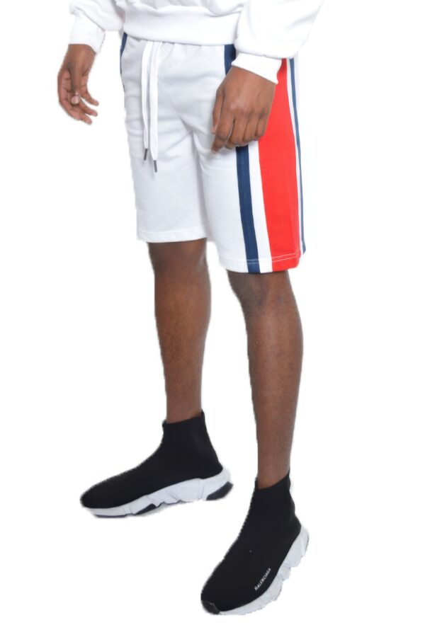Men’s Color Block Stripe Sweat Shorts – Elastic Waist