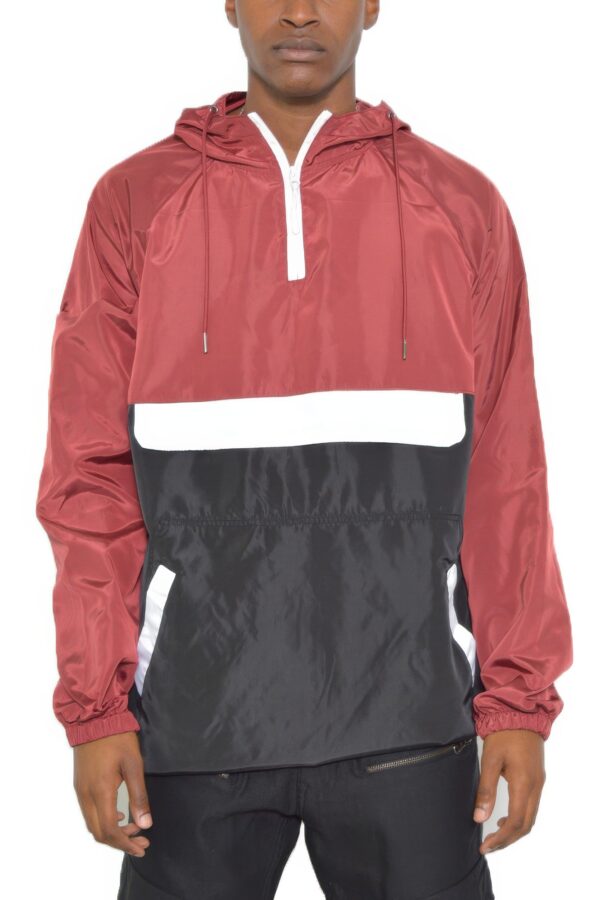 Men’s Color Block Anorak – Quarter-Zip Pullover Windbreaker