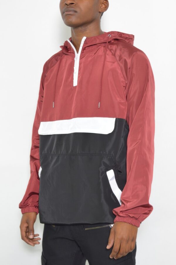 Men’s Color Block Anorak – Quarter-Zip Pullover Windbreaker