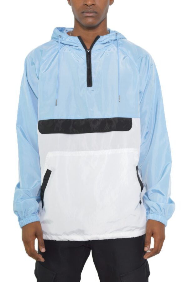 Men’s Color Block Anorak – Quarter-Zip Pullover Windbreaker