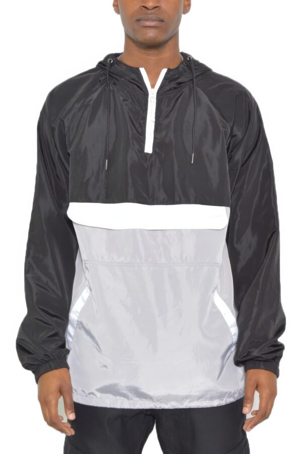 Men’s Color Block Anorak – Quarter-Zip Pullover Windbreaker