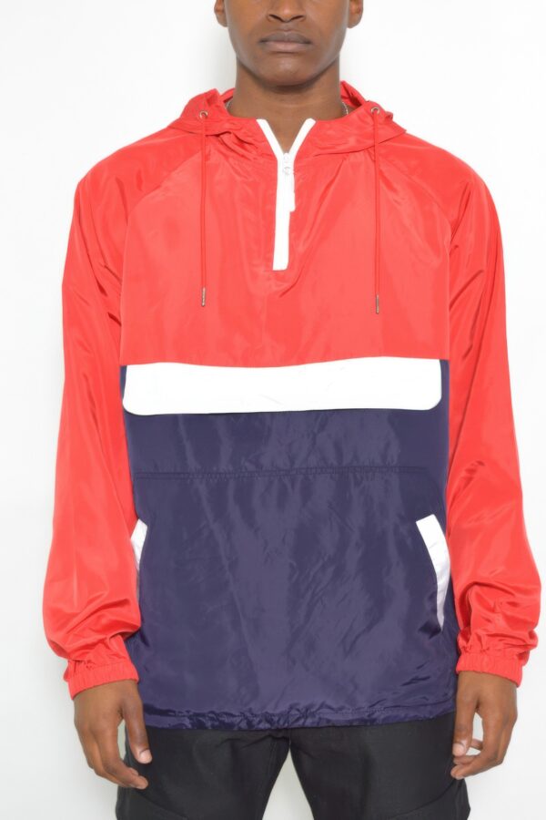Men’s Color Block Anorak – Quarter-Zip Pullover Windbreaker
