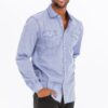Men’s Casual Long-Sleeve Button-Front Shirt – Chest Pockets