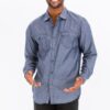 Men’s Casual Long-Sleeve Button-Front Shirt – Chest Pockets