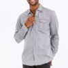 Men’s Casual Long-Sleeve Button-Front Shirt – Chest Pockets