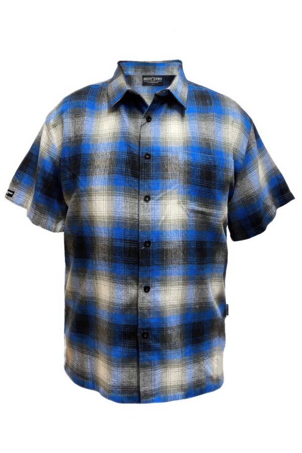 Men’s Plaid Short-Sleeve Shirt with Chest Pocket