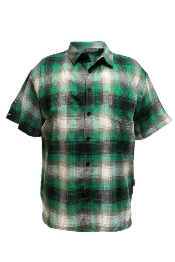 Men’s Plaid Short-Sleeve Shirt with Chest Pocket