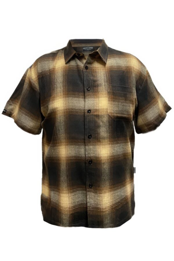 Men’s Plaid Short-Sleeve Shirt with Chest Pocket