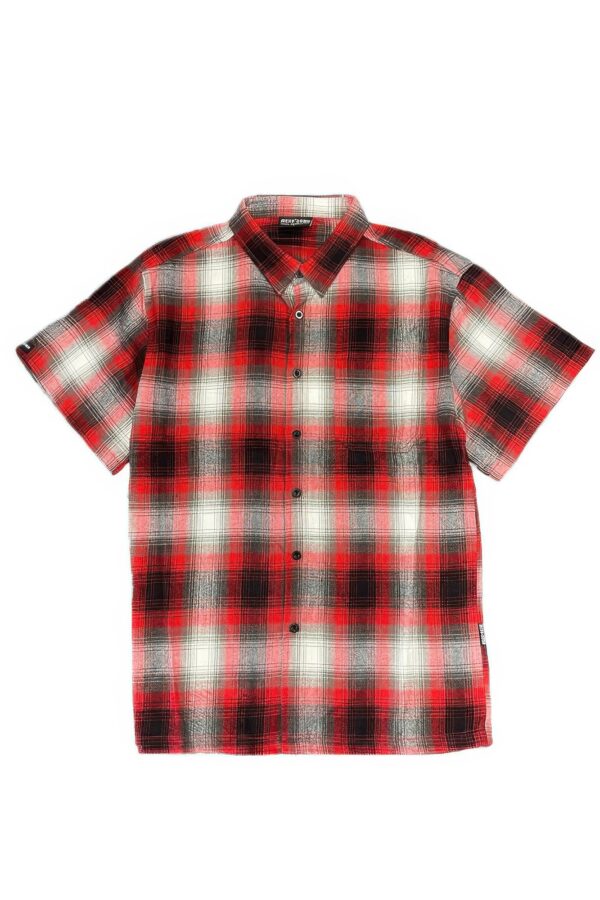 Men’s Plaid Short-Sleeve Shirt with Chest Pocket