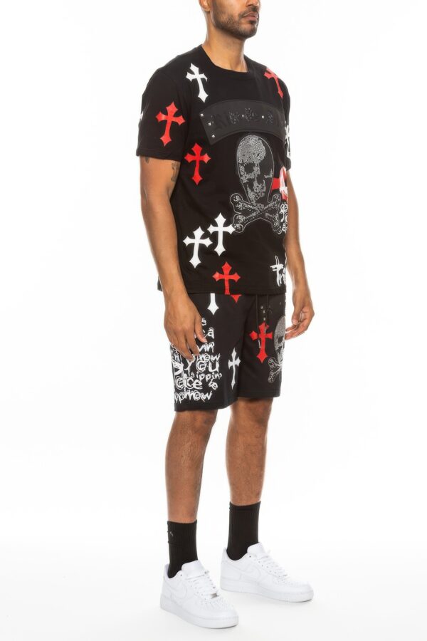Men’s Cotton Print T-Shirt & Short Set – Chrome Cross