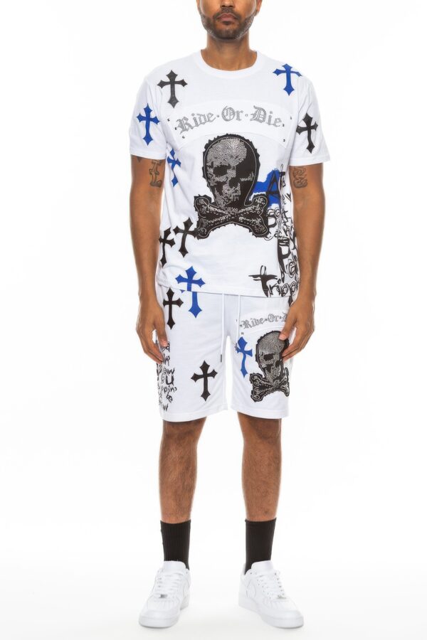 Men’s Cotton Print T-Shirt & Short Set – Chrome Cross