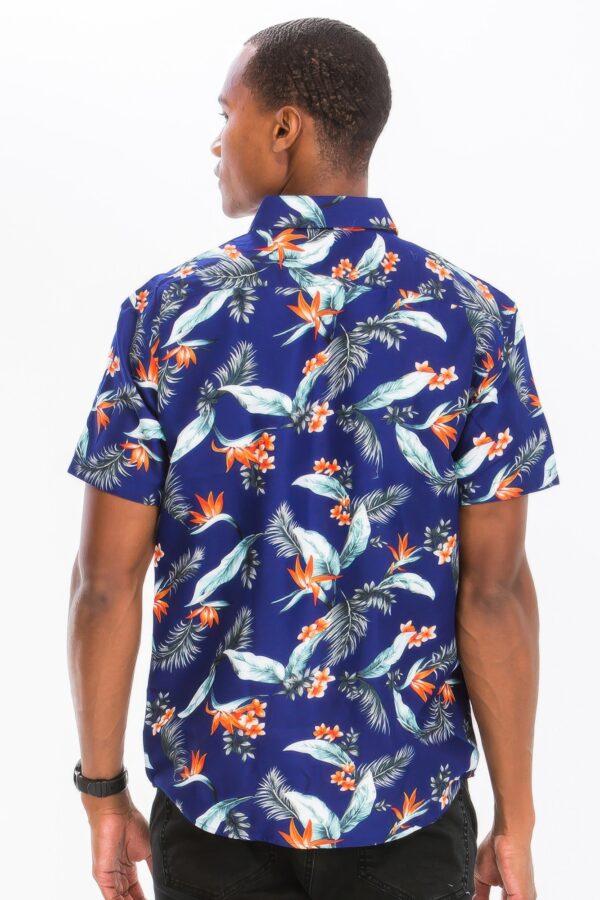 Men’s Tropical Print Hawaiian Button-Down Shirt
