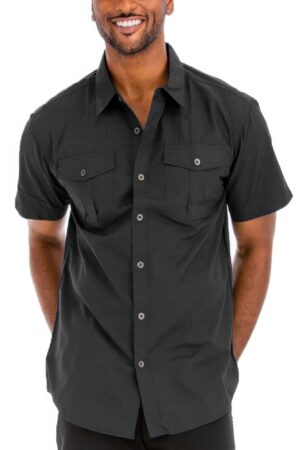 Two-Pocket Short Sleeve Shirt with Branded Buttons