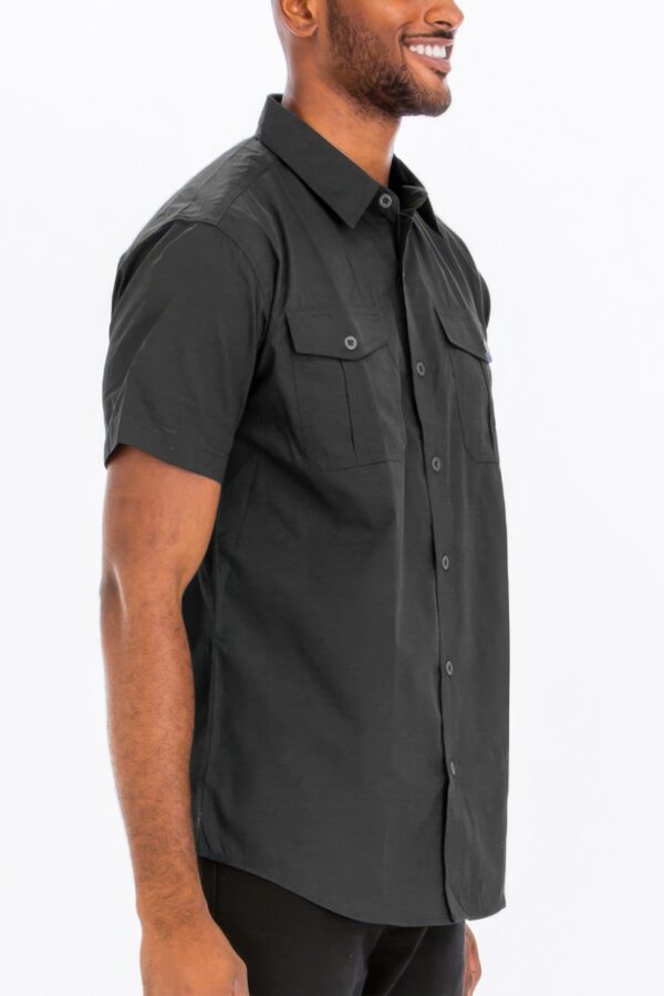 Two-Pocket Short Sleeve Shirt with Branded Buttons