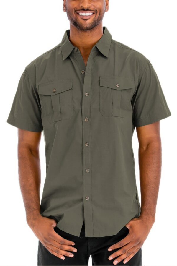 Two-Pocket Short Sleeve Shirt with Branded Buttons