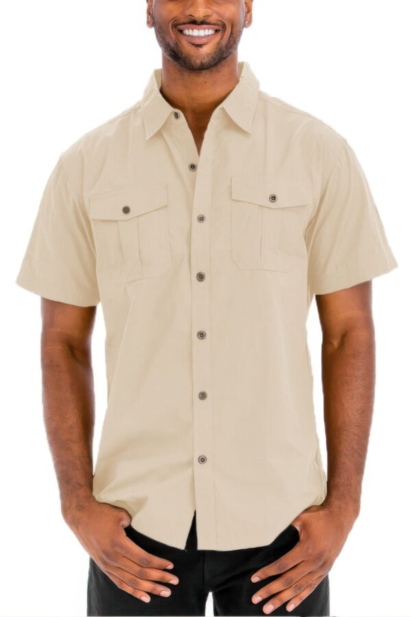Two-Pocket Short Sleeve Shirt with Branded Buttons