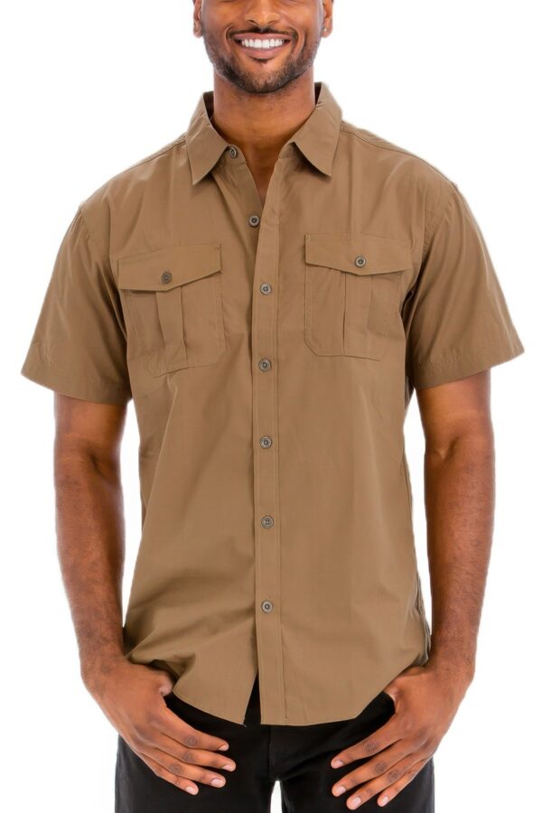 Two-Pocket Short Sleeve Shirt with Branded Buttons