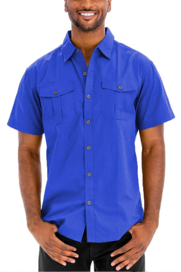Two-Pocket Short Sleeve Shirt with Branded Buttons