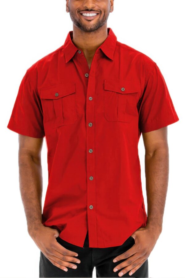 Two-Pocket Short Sleeve Shirt with Branded Buttons