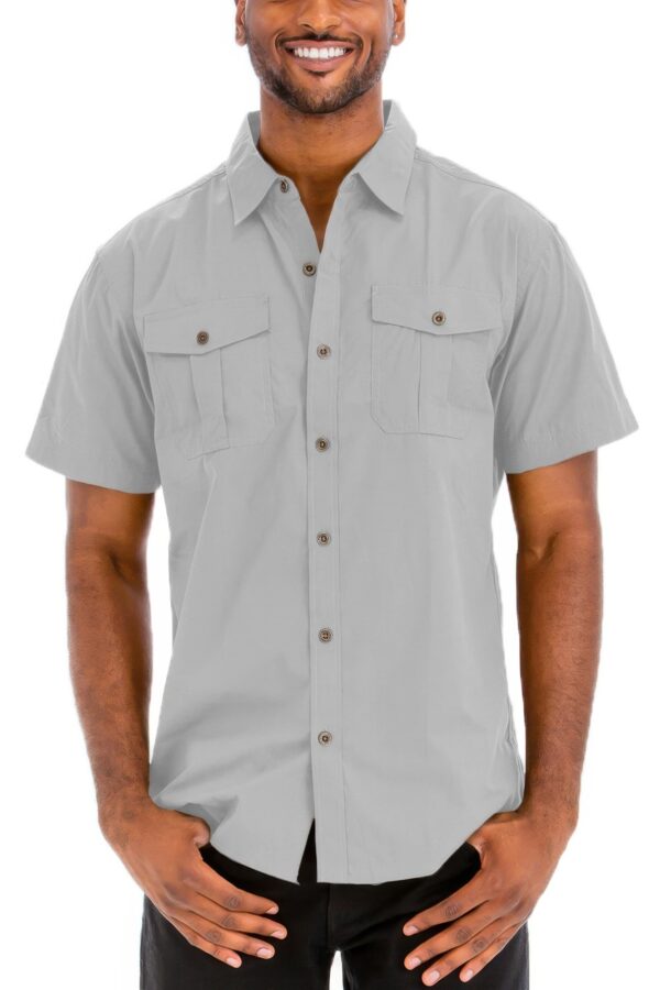 Two-Pocket Short Sleeve Shirt with Branded Buttons