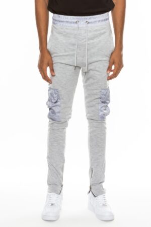 Heathered Cotton Blend Joggers – Cargo Snap Pocket