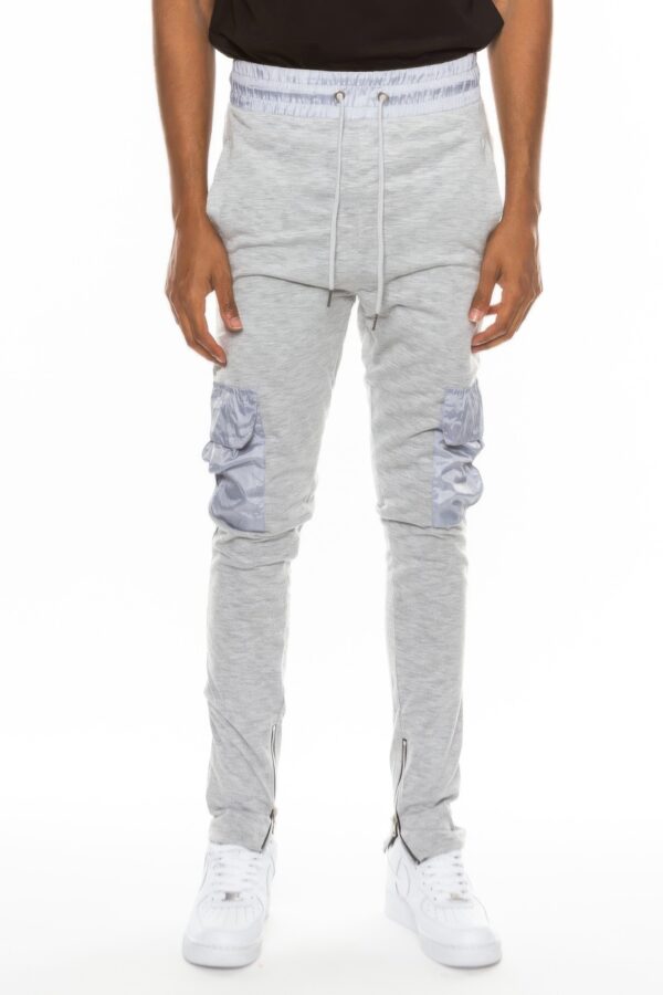 Heathered Cotton Blend Joggers – Cargo Snap Pocket