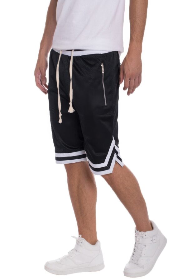 Mesh Basketball Shorts with Contrast Stripe Band