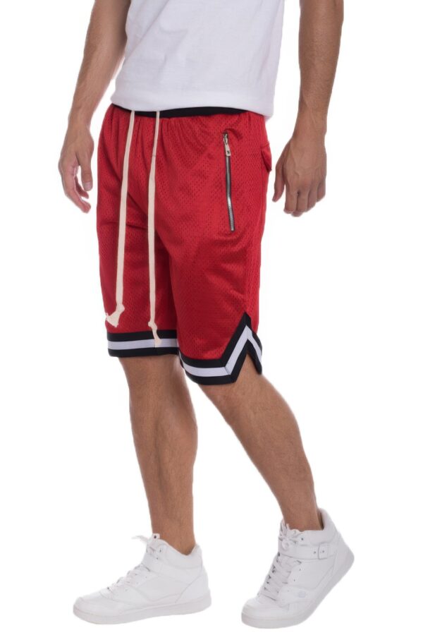 Mesh Basketball Shorts with Contrast Stripe Band