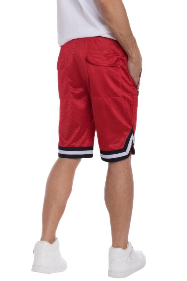 Mesh Basketball Shorts with Contrast Stripe Band