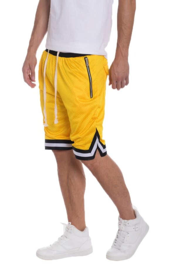 Mesh Basketball Shorts with Contrast Stripe Band
