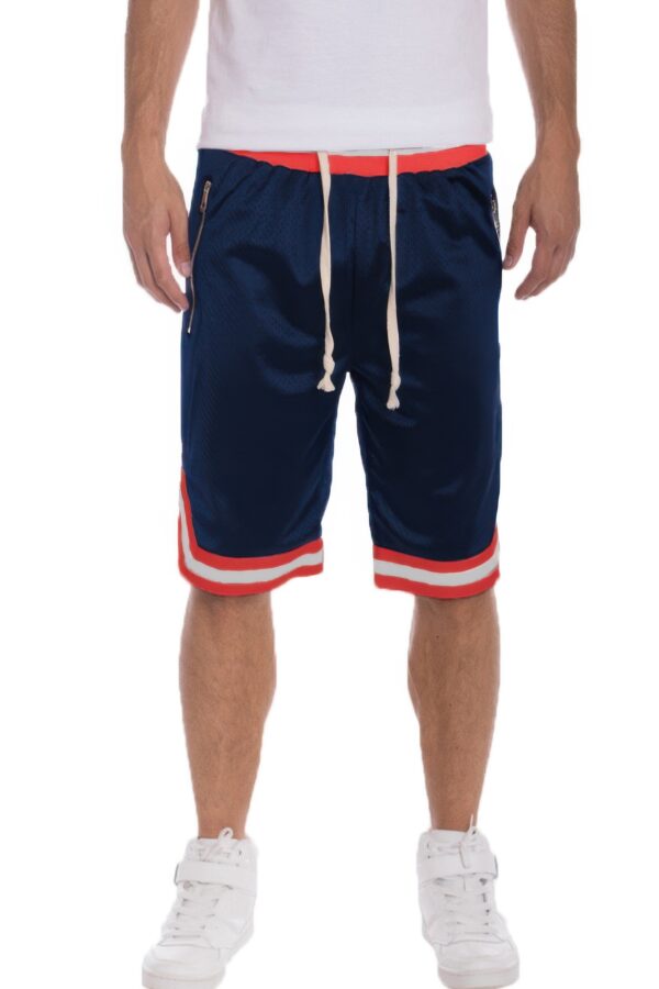 Mesh Basketball Shorts with Contrast Stripe Band