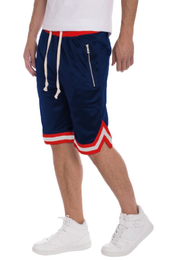 Mesh Basketball Shorts with Contrast Stripe Band