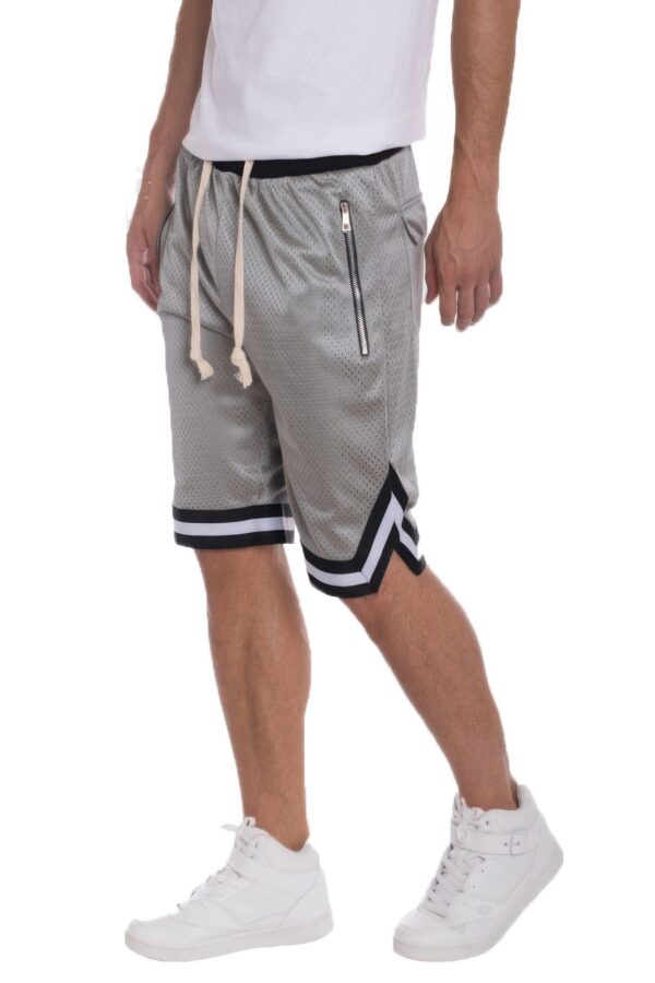 Mesh Basketball Shorts with Contrast Stripe Band