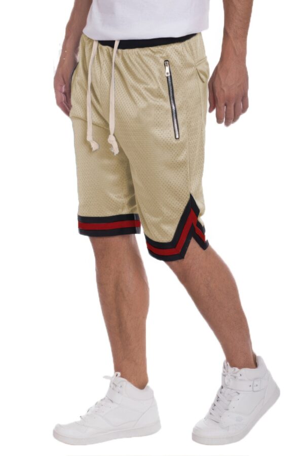 Mesh Basketball Shorts with Contrast Stripe Band